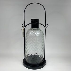 Wrought Iron & Glass Lantern Candle Holder Decor H